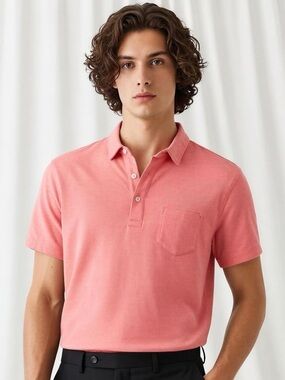 J. Crew Men's100% Cotton Coral Polo Shirt Size L